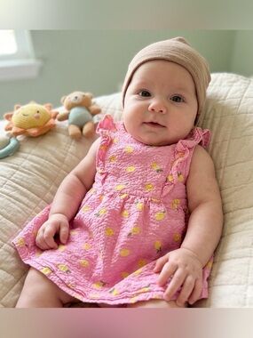 Joe Fresh Pink Lemon baby Dress Set 3-6 months